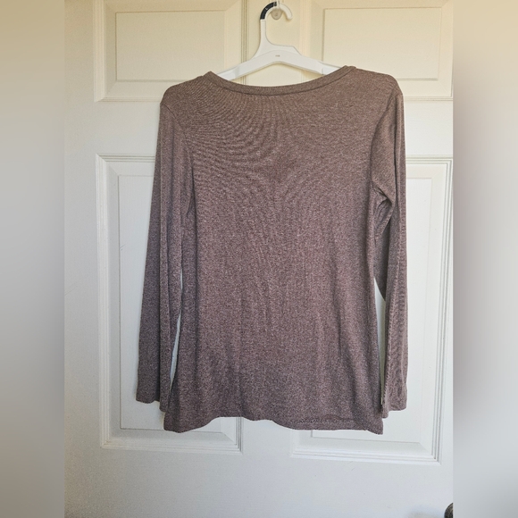 Brown Relaxed Blouse with Tie Front - Picture 4 of 4